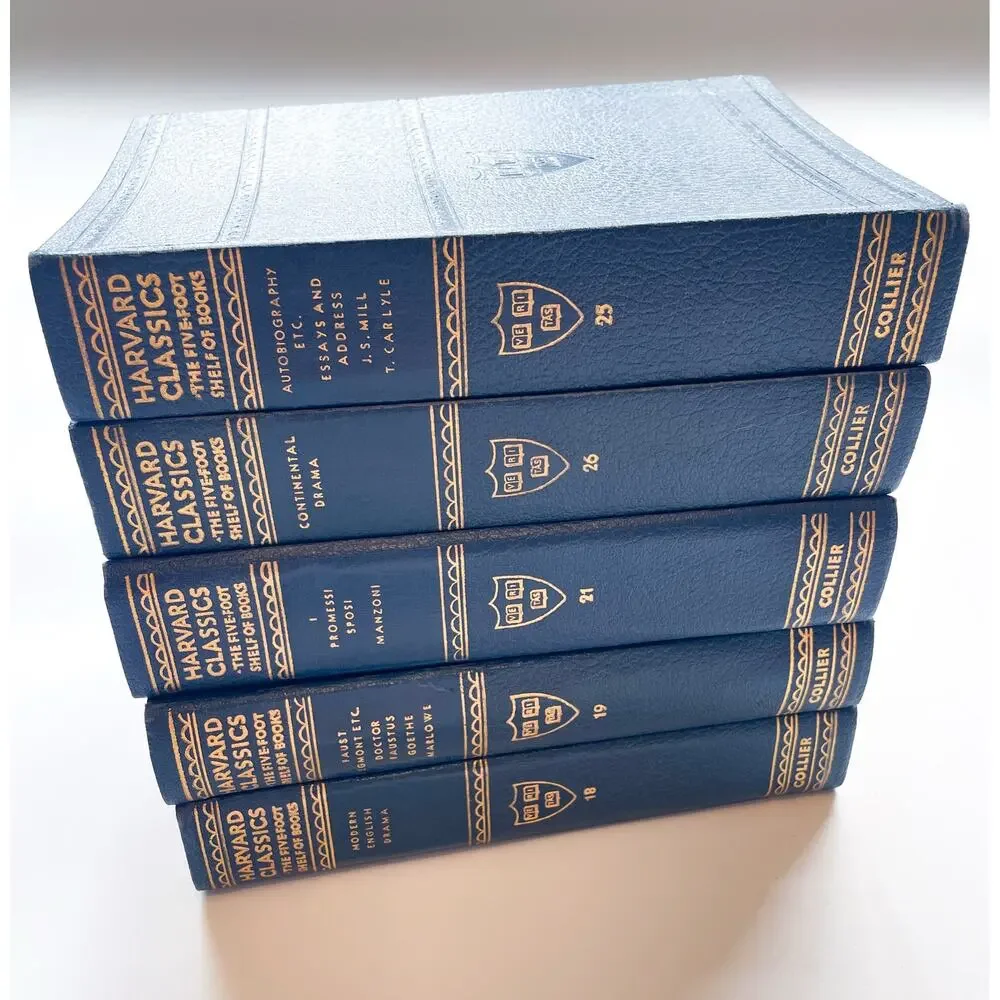 Set of 5 Harvard Classics Five Foot Shelf Vol. 18, 19, 21, 25, 26 Old Books